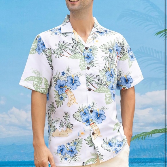 Rayon Mens Hawaiian Shirts Regular Fit Short Sleeve Hawaiian Shirts for Men - Picture 4 of 5